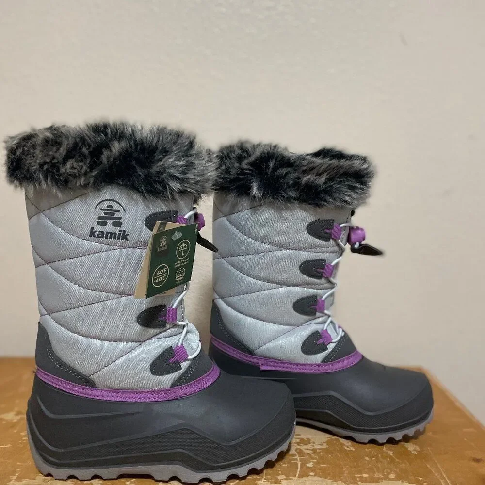 Kamik Snowangel Insulated Waterproof Winter Boot Grey NF4442S GRAY Kids Sz 1 NIB